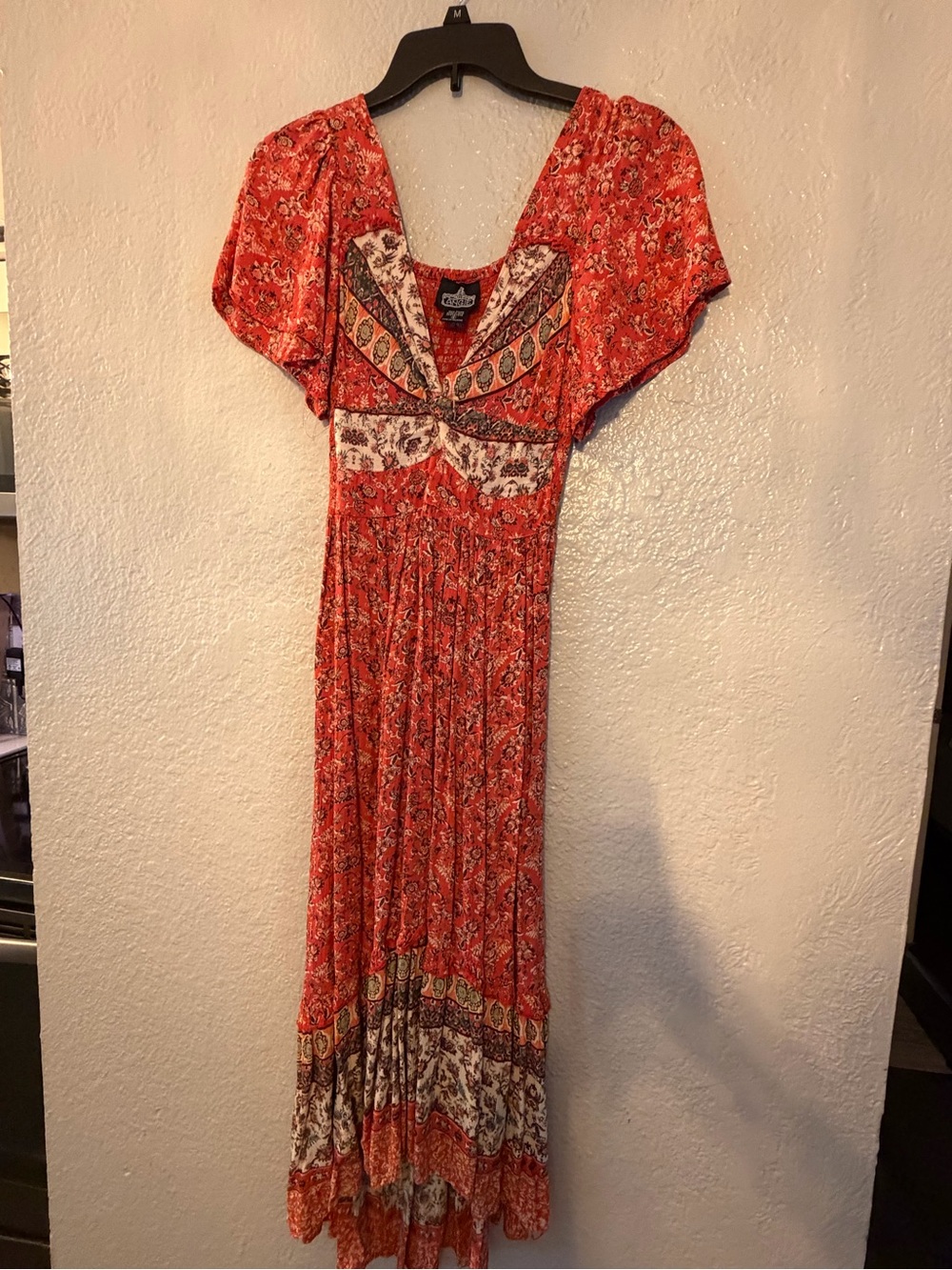 Angie Red Floral Paisley Maxi Dress
